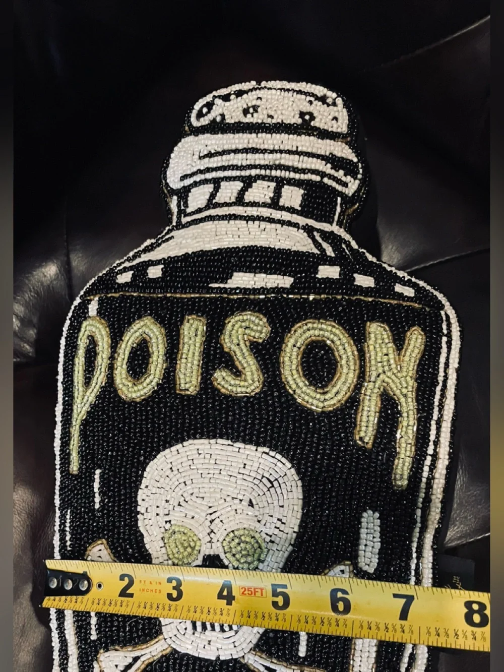 SPOOKY NIGHT Beaded POISON Bottle Skull And Crossbones Decorative Throw Pillow